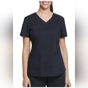 Scrubstar NEW Black V-Neck Scrub Top Stretch XL Two Pocket Side Slits